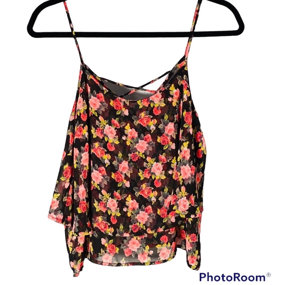 Fio Fio Spaghetti Strap Floral Roses Tank Top Size Medium